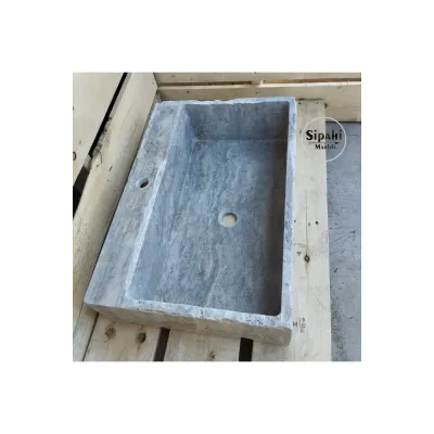 Gümüş Traverten Tek Batarya Çıkışlı Derin Lavabo Gümüş Traverten Tek Batarya Çıkışlı Derin Lavabo