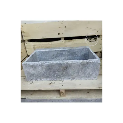 Gümüş Traverten Tek Batarya Çıkışlı Derin Lavabo Gümüş Traverten Tek Batarya Çıkışlı Derin Lavabo