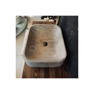 Gümüş Traverten Kare Lavabo Gümüş Traverten Kare Lavabo