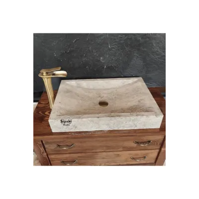Gümüş Traverten Yay Model Dikdörtgen Lavabo Gümüş Traverten Yay Model Dikdörtgen Lavabo