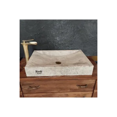 Gümüş Traverten Yay Model Dikdörtgen Lavabo Gümüş Traverten Yay Model Dikdörtgen Lavabo