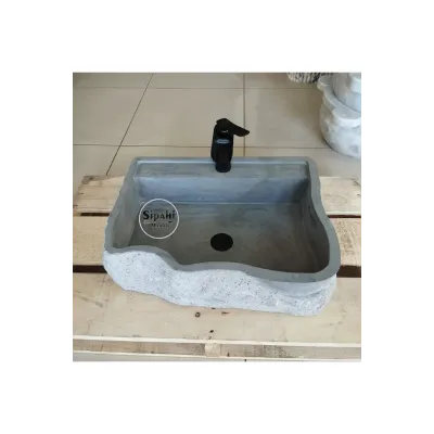 Antrasit Batarya Çıkışlı Şekilsiz Lavabo Antrasit Batarya Çıkışlı Şekilsiz Lavabo