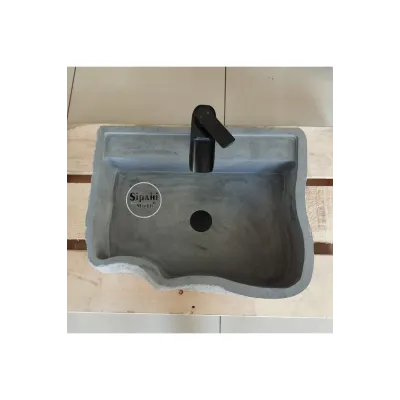 Antrasit Batarya Çıkışlı Şekilsiz Lavabo Antrasit Batarya Çıkışlı Şekilsiz Lavabo