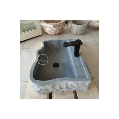 Antrasit Batarya Çıkışlı Şekilsiz Lavabo Antrasit Batarya Çıkışlı Şekilsiz Lavabo