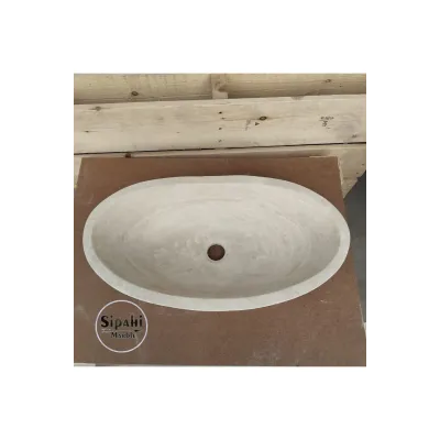 Traverten Tezgah Üstü Oval Lavabo Traverten Tezgah Üstü Oval Lavabo