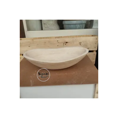 Traverten Tezgah Üstü Oval Lavabo Traverten Tezgah Üstü Oval Lavabo