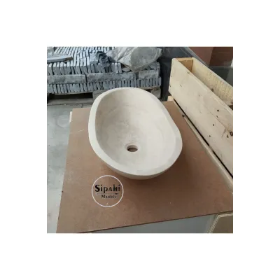 Traverten Tezgah Üstü Oval Lavabo Traverten Tezgah Üstü Oval Lavabo