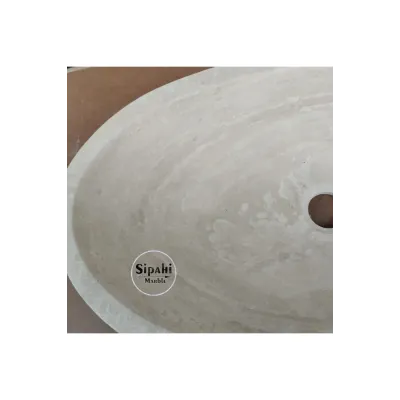 Traverten Tezgah Üstü Oval Lavabo Traverten Tezgah Üstü Oval Lavabo
