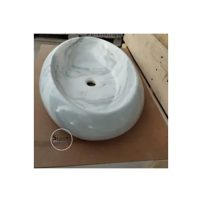 Muğla Beyaz Mermer Bombeli Oval Lavabo Muğla Beyaz Mermer Bombeli Oval Lavabo