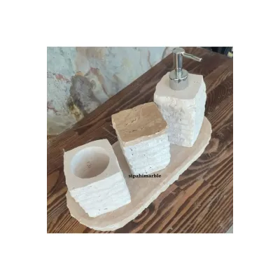 Beige Marble Rose Gold Convex Deer Detail 7 Pcs Bathroom Set Beige Marble Rose Gold Convex Deer Detail 7 Pcs Bathroom Set