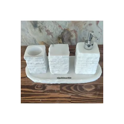 Beige Marble Rose Gold Convex Deer Detail 7 Pcs Bathroom Set Beige Marble Rose Gold Convex Deer Detail 7 Pcs Bathroom Set
