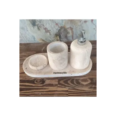 Beige Marble Rose Gold Convex Deer Detail 7 Pcs Bathroom Set Beige Marble Rose Gold Convex Deer Detail 7 Pcs Bathroom Set