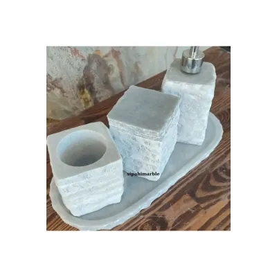 Beige Marble Rose Gold Convex Deer Detail 7 Pcs Bathroom Set Beige Marble Rose Gold Convex Deer Detail 7 Pcs Bathroom Set