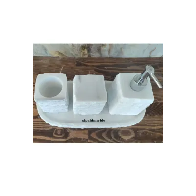 Beige Marble Rose Gold Convex Deer Detail 7 Pcs Bathroom Set Beige Marble Rose Gold Convex Deer Detail 7 Pcs Bathroom Set