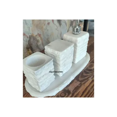 Beige Marble Rose Gold Convex Deer Detail 7 Pcs Bathroom Set Beige Marble Rose Gold Convex Deer Detail 7 Pcs Bathroom Set