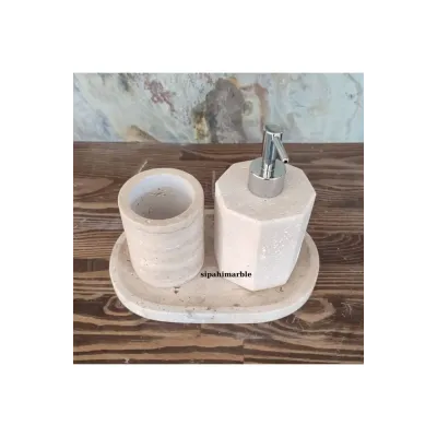 Beige Marble Rose Gold Convex Deer Detail 7 Pcs Bathroom Set Beige Marble Rose Gold Convex Deer Detail 7 Pcs Bathroom Set
