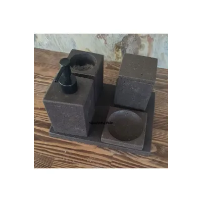 Bazalt Siyah 5/li Kare Banyo Seti Bazalt Siyah 5/li Kare Banyo Seti