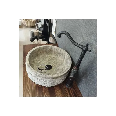 Gümüş Traverten Dışı Patlatma Lavabo Gümüş Traverten Dışı Patlatma Lavabo