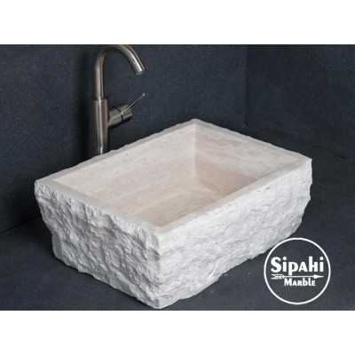Traverten Dışı Patlatma Derin Kare Lavabo Traverten Dışı Patlatma Derin Kare Lavabo