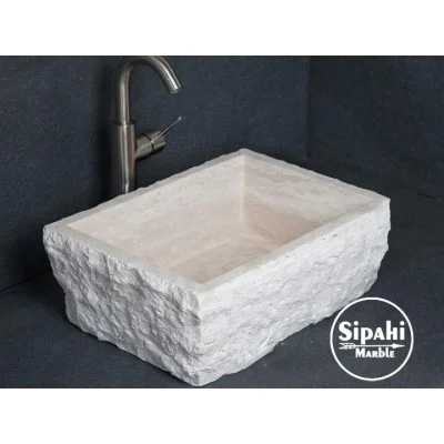 Traverten Dışı Patlatma Derin Kare Lavabo Traverten Dışı Patlatma Derin Kare Lavabo