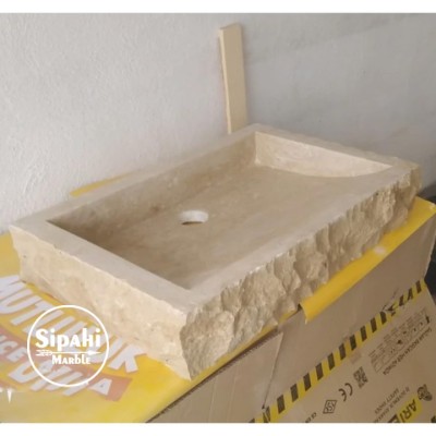 Traverten Dışı Patlatma Dikdörtgen Lavabo Traverten Dışı Patlatma Dikdörtgen Lavabo