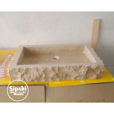 Traverten Dışı Patlatma Dikdörtgen Lavabo Traverten Dışı Patlatma Dikdörtgen Lavabo