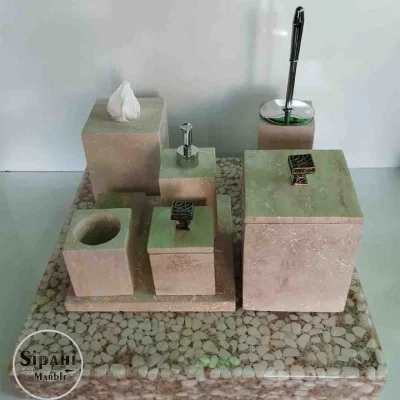 Traverten Krom Eskitme Detay 8'Li Banyo Seti Traverten Krom Eskitme Detay 8'Li Banyo Seti