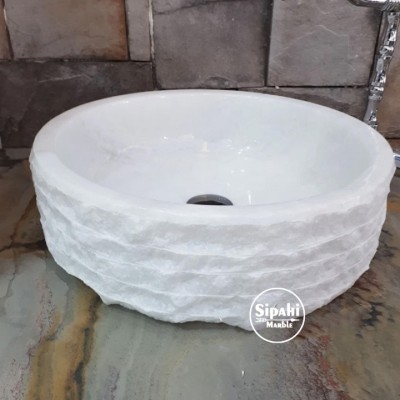Kristal Beyaz Mermer Dışı Patlatma Silindir Lavabo Kristal Beyaz Mermer Dışı Patlatma Silindir Lavabo