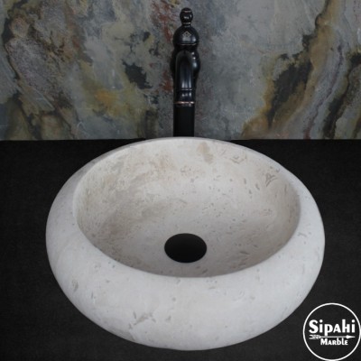 Light Traverten Basık Bombeli Lavabo Light Traverten Basık Bombeli Lavabo
