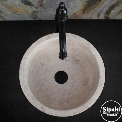 Light Traverten Silindir Lavabo Light Traverten Silindir Lavabo