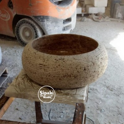 Noche Traverten Dışı Taramalı Bombeli Lavabo Noche Traverten Dışı Taramalı Bombeli Lavabo